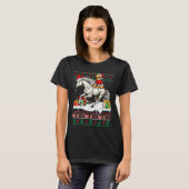 Santa Golden Retriever Reiten Weihnachten T-Shirt (Vorne ganz)