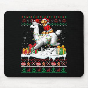 Santa Golden Retriever Riding Llama Weihnachten Sc Mousepad