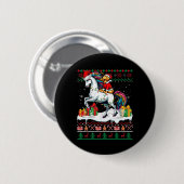 Santa Golden Retriever Riding Unicorn Button (Vorne & Hinten)
