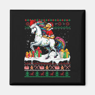 Santa Golden Retriever Riding Unicorn Magnet