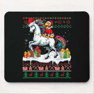 Santa Golden Retriever Riding Unicorn Mousepad
