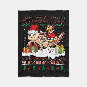 Santa Golden Retriever Riving Axolotl Fleecedecke