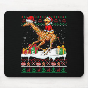 Santa Golden Retriever Riving Giraffe Weihnachtssc Mousepad