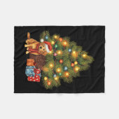 Santa Golden Retriever Tree Christmas Lights Dog X Fleecedecke (Vorderseite (Horizontal))