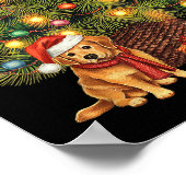 Santa Golden Retriever Tree Christmas Lights Dog X Poster (Ecke)
