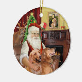 Santa - Golden Retriever (ZWEI-B) Keramikornament (Links)