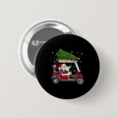 Santa Golf Cart Christmas Tree Lights Xmas Golfer Button (Vorne & Hinten)