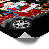Santa Golf Cart Christmas Tree Lights Xmas Golfer  Poster (Ecke)