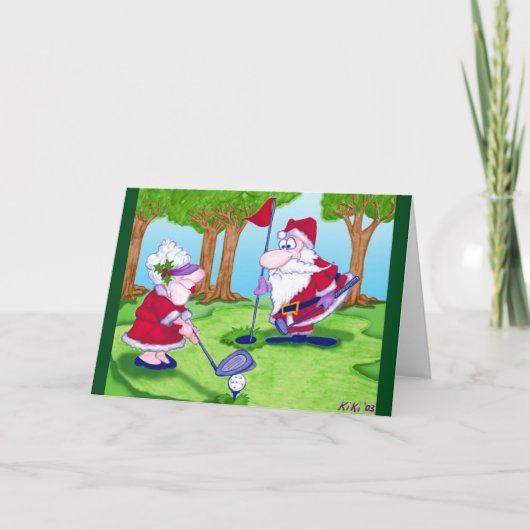 Santa Golf Weihnachtskarte Feiertagskarte (Vorderseite)