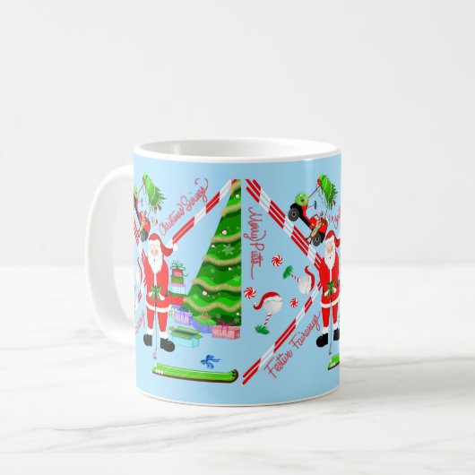Santa Golfing by Christmas Tree Kaffeetasse (Vorderseite Links)