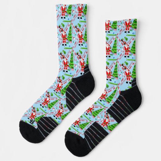 Santa Golfing by Christmas Tree Socken (Links)