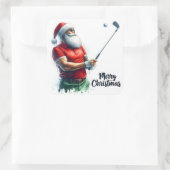Santa Golfing im Winter Gear Quadratischer Aufkleber (Tasche)