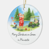 Santa Golfing in Minnesota Holiday Keramik Ornament (Links)