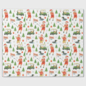 Santa Golfing in Minnesota Holiday wrapping paper Geschenkpapier (Flach)
