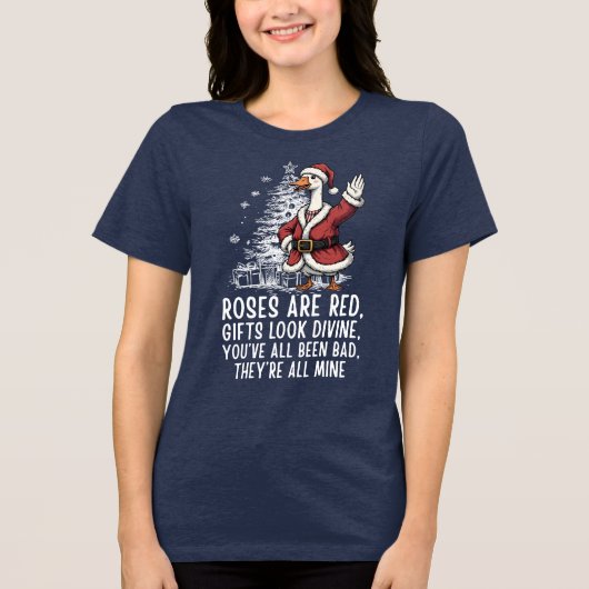 Santa Goose On The Loose - Funny Christmas Gift Tri-Blend Shirt (Vorderseite)