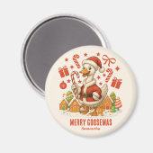 Santa Goose Weihnachtsfeiertag Kühlschrank Magnet (Vorderseite/Rückseite)