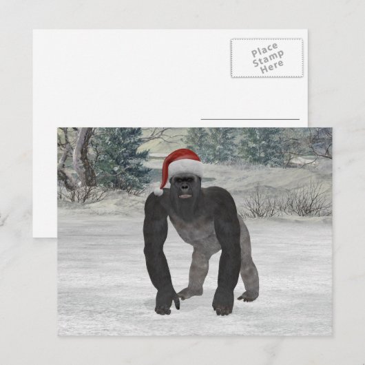 Santa Gorilla Postkarte (Vorne/Hinten)
