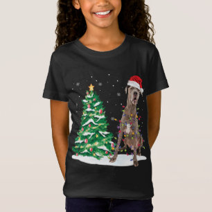 Santa Great Dane Dog Weihnachtsbaum Licht Funny Xm T-Shirt