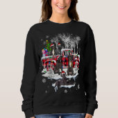 Santa Great Dane mit Kariertem Rot Pick Up LKW Xma Sweatshirt (Vorderseite)