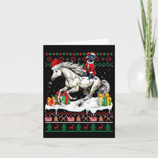 Santa Great Dane Reitpferd Weihnachtskalender Lo Karte (Vorderseite)