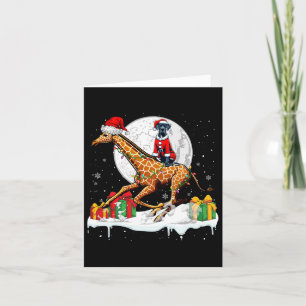 Santa Great Dane Riding Giraffe Weihnachtsbesitzer Karte