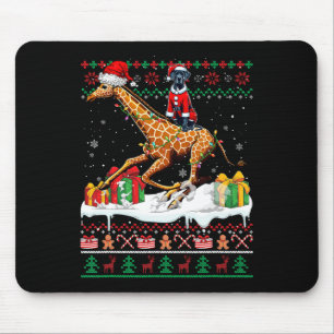 Santa Great Dane Riding Giraffe Weihnachtssüßer Mousepad