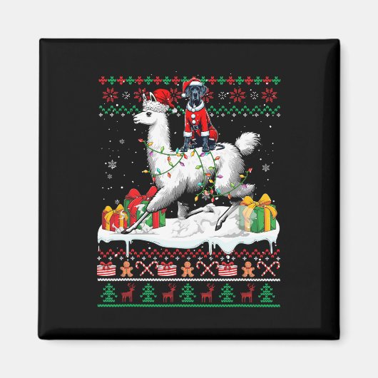Santa Great Dane Riding Llama Weihnachtssüßer Lo Magnet (Vorne)