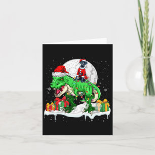 Santa Great Dane Riding T-rex Weihnachtsbesitzer K Karte