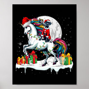 Santa Great Dane Riding Unicorn Weihnachtsbesitzer Poster