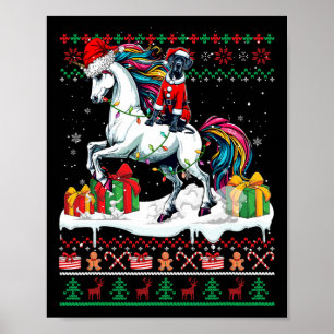 Santa Great Dane Riding Unicorn Weihnachtssüßer Poster