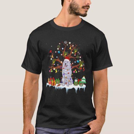 Santa Great Pyrenäen Hund tragen Weihnachtshut Tre T-Shirt (Vorderseite)