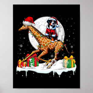 Santa Greater Swiss Mountain Reiten Giraffe Christ Poster