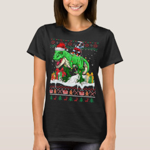 Santa Greater Swiss Mountain Riding T-rex Christma T-Shirt