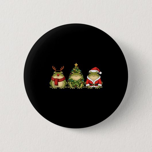 Santa Green Frog Christmas Tree Frog Lover Animal Button (Vorderseite)