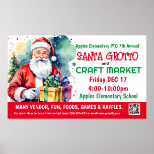 Santa Grotto & Craft Markt PTO PTA Kirche Banner Poster