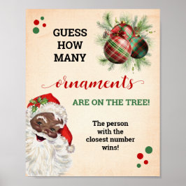 Santa Guess Wie viele Ornamente Spiel Weihnachtsze Poster