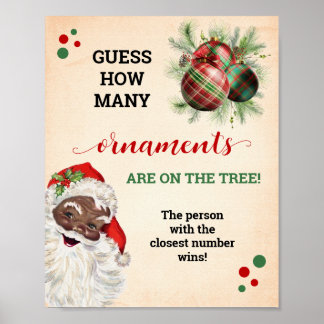 Santa Guess Wie viele Ornamente Spiel Weihnachtsze Poster