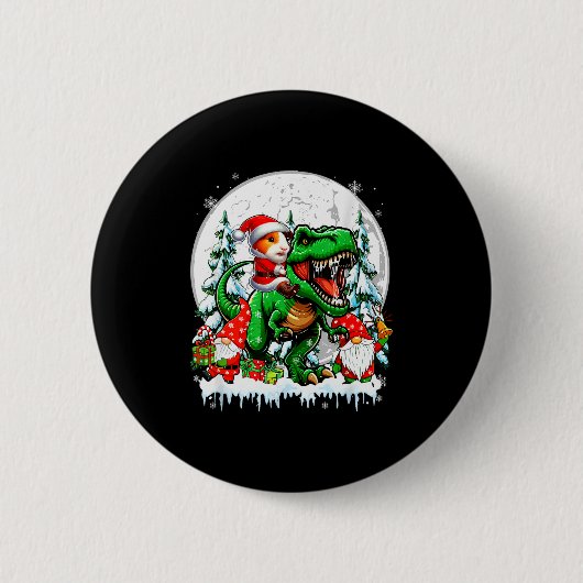 Santa Guinea G Riding T-rex Gnomes Christmas Trees Button (Vorderseite)