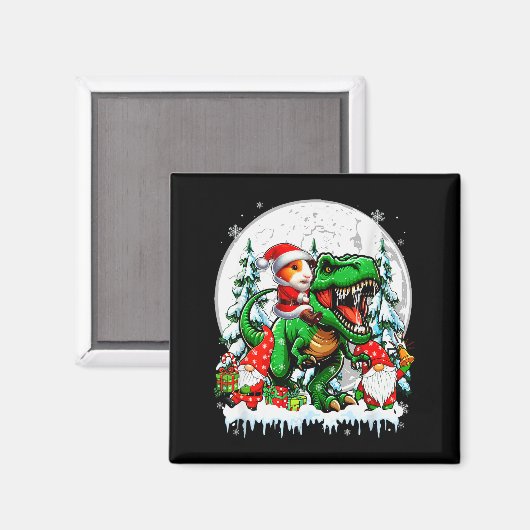 Santa Guinea G Riding T-rex Gnomes Christmas Trees Magnet (Vorderseite/Rückseite)