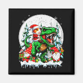Santa Guinea G Riding T-rex Gnomes Christmas Trees Magnet (Vorne)