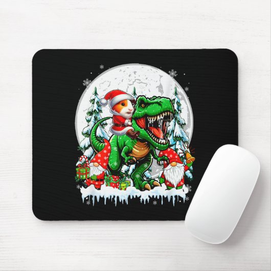 Santa Guinea G Riding T-rex Gnomes Christmas Trees Mousepad (Mit Mouse)
