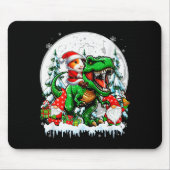 Santa Guinea G Riding T-rex Gnomes Christmas Trees Mousepad (Vorne)