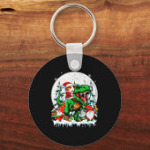 Santa Guinea G Riding T-rex Gnomes Christmas Trees Schlüsselanhänger (Vorderseite)