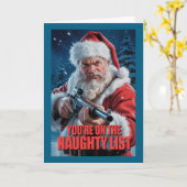 Santa Gun On The Naughty List Second Amendment Karte (Gelbe Blume)