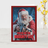 Santa Gun You're On The Naughty List 2A Karte (Gelbe Blume)
