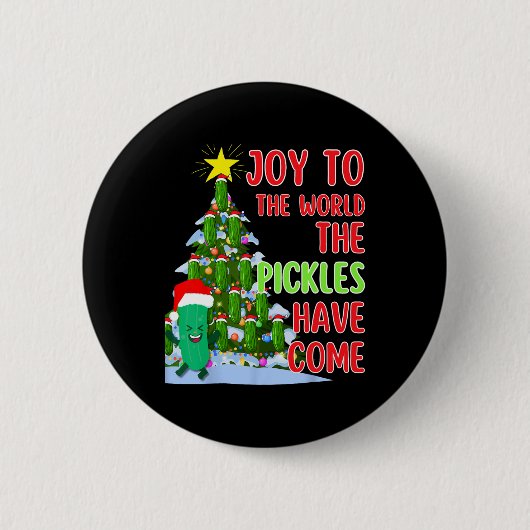 Santa-Gürkchen-Weihnachtsbaumlichter Lustiges Gürk Button (Vorderseite)