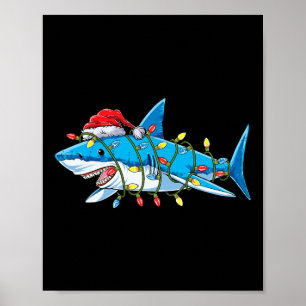 Santa Hai-Christmaslichter Sharkmas Baum Weihnacht Poster