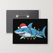 Santa-Hai-Weihnachtslichter Sharkmas-Baum Xmas Button (Vorderseite/Rückseite)