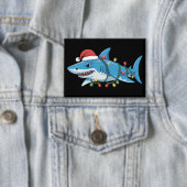 Santa-Hai-Weihnachtslichter Sharkmas-Baum Xmas Button (Insitu)