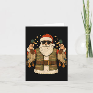 Santa hält Stockentenjagd Weihnachten Pyjama T Karte
